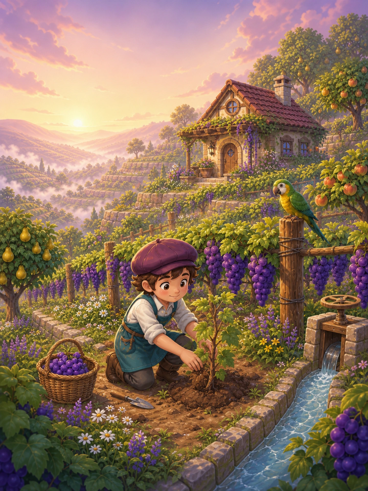 A grower among glowing vines