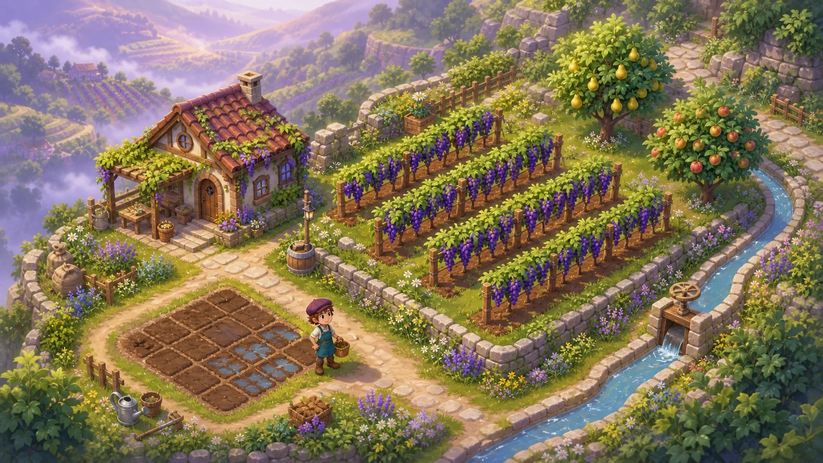 Cultivating grape terraces