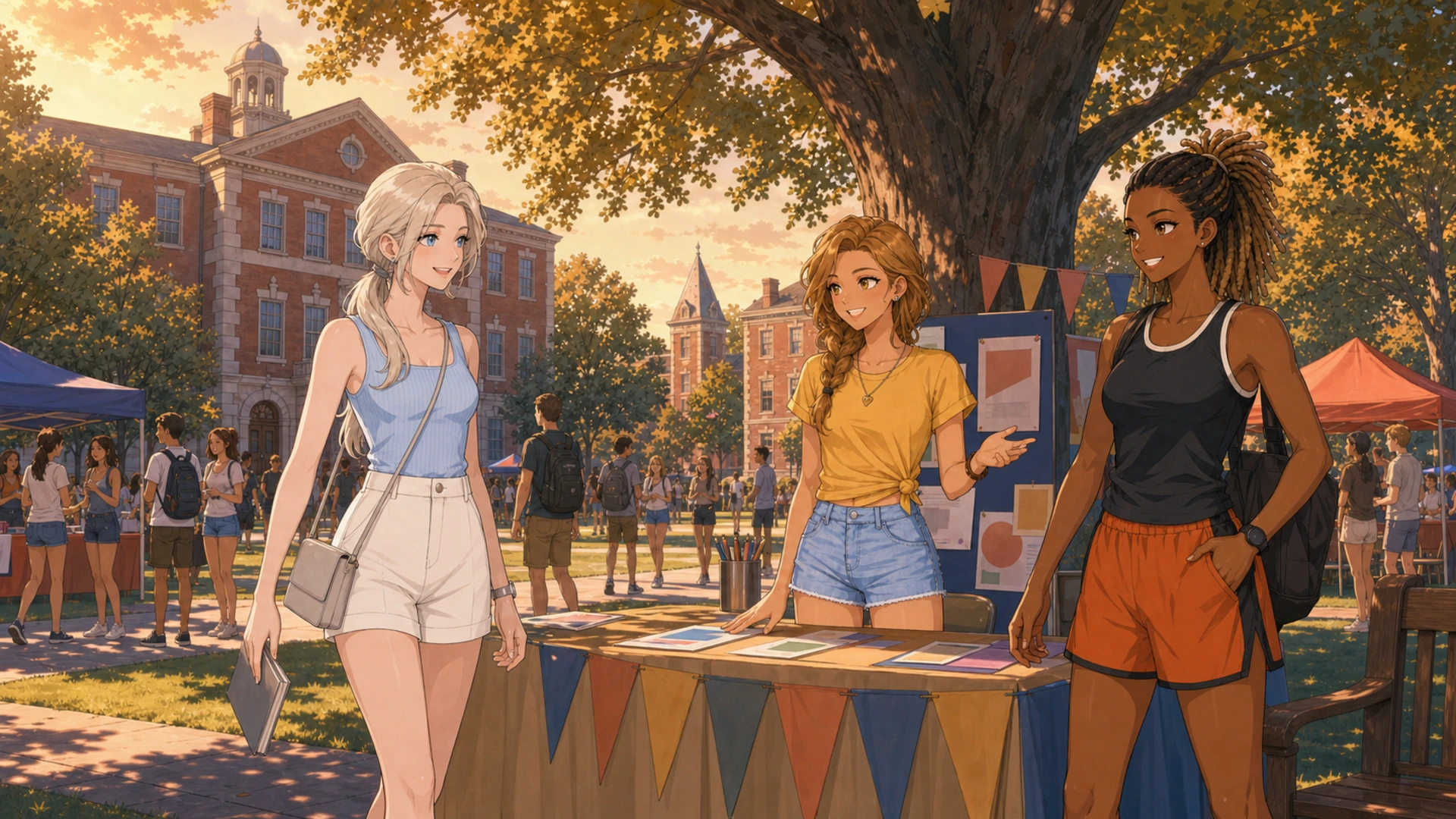A campus club fair beneath the Old Oak